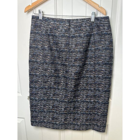Halogen Womens Textured Pencil Skirt Size 12 Blue/Black Polyester - Picture 2 of 9